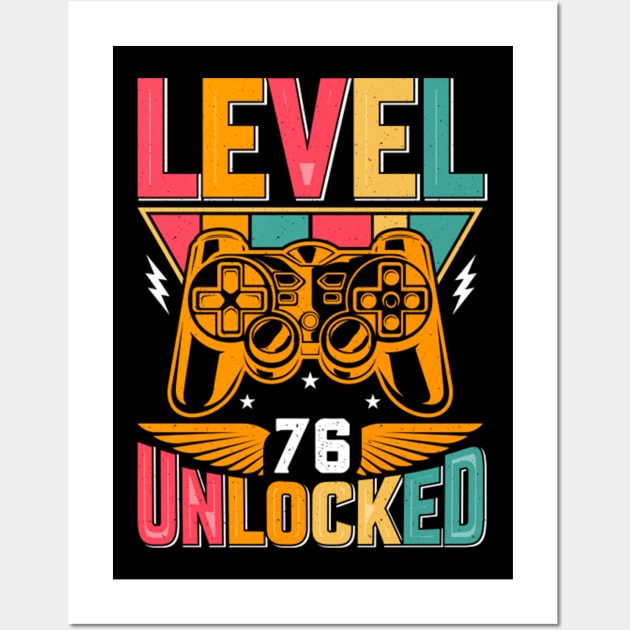 Level 76 Unlocked Awesome Since 1947 Funny Gamer Birthday Wall Art by susanlguinn